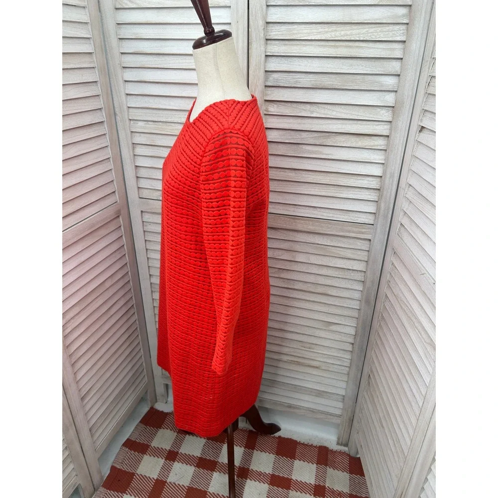 Kate Spade Shift Dress 8 Orange Textured Eyelet Mod Preppy Workwear